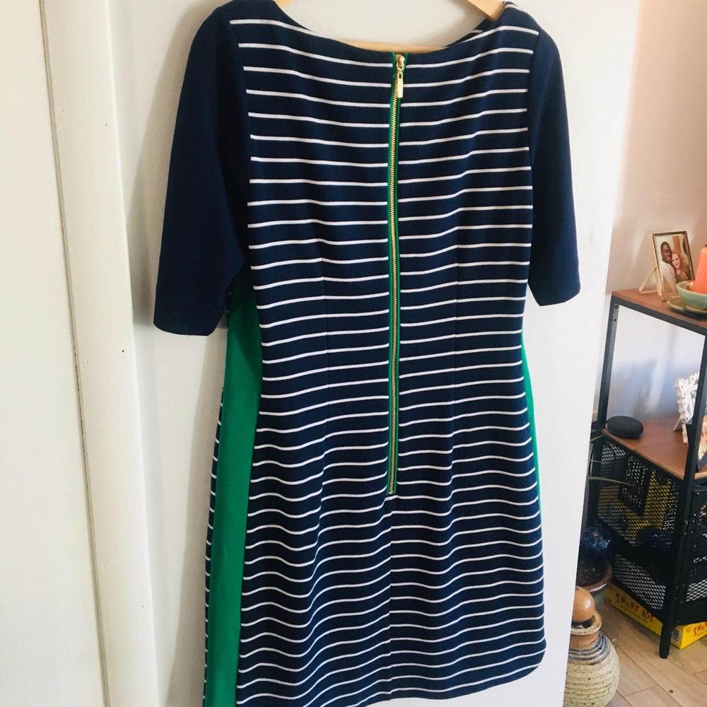 Eliza J Navy Striped Green Detailed with Gold